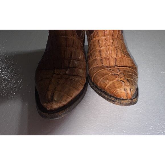 Espolon De Oro Boots Size Y 1 Brown‎ Alligator Embossed Exotic Cowboy Western - Picture 5 of 15